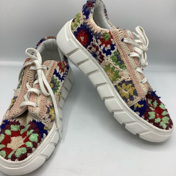 Free People Catch Me If You Can Colorful Crochet Women's Sneakers - Picture 3 of 8